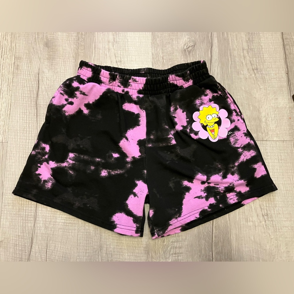 The Simpsons - Tie-Dye Black & Pink Shorts with Lisa Simpson